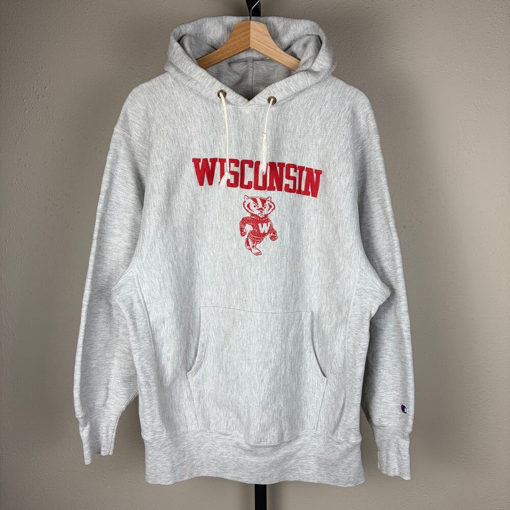 Vintage Champion Reverse Weave 90s Hoodie Wisconsin Badgers XL